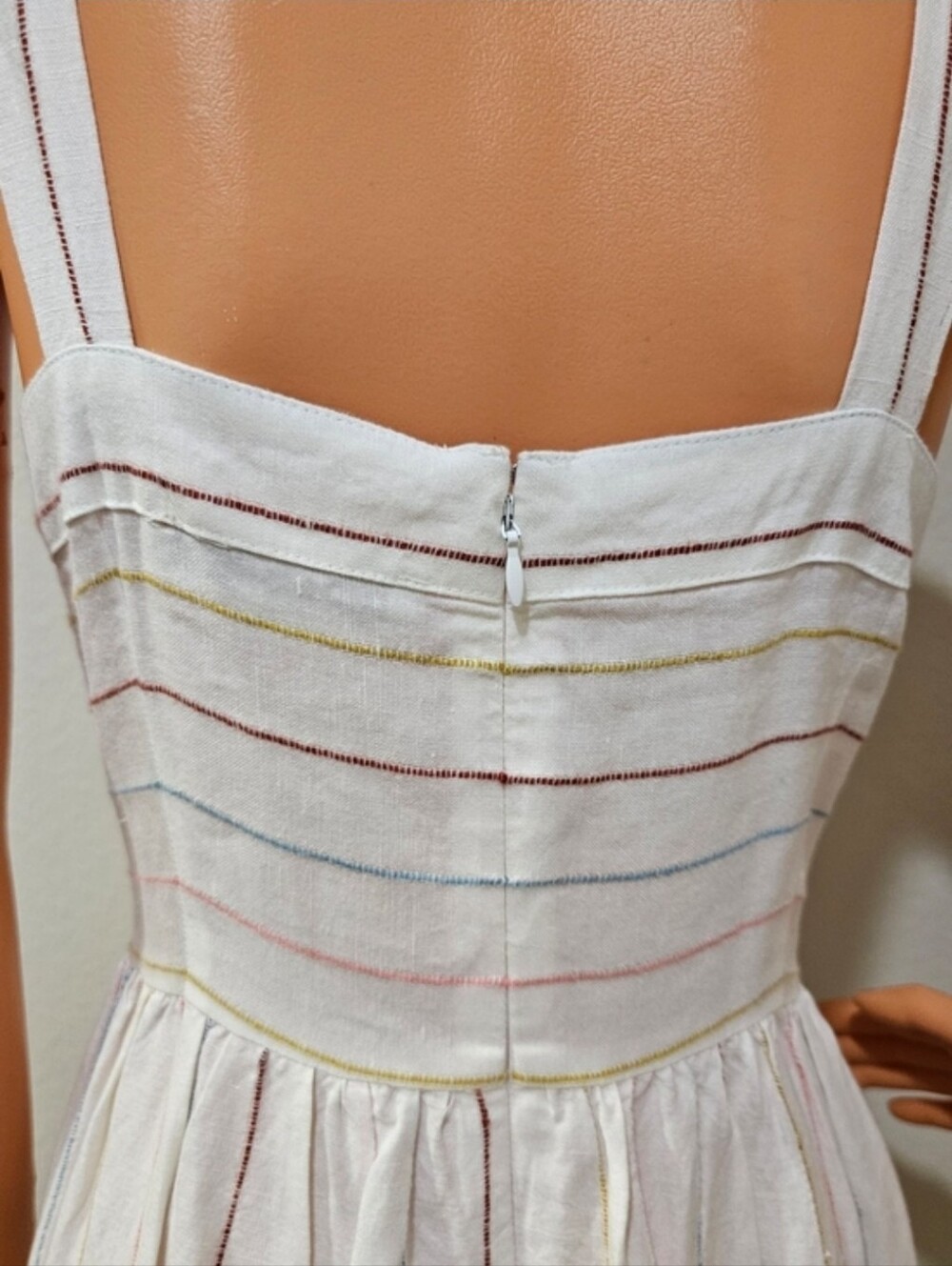 Loft White Dress With Coloful Stripes Size 12